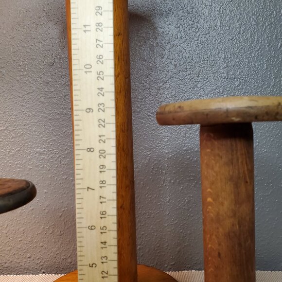 Vintage Wooden Textile Spools Primitive Home Decor Set of 3 Huge Medium Small - Picture 6 of 11
